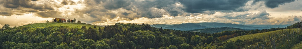 奥地利南部施蒂里亚葡萄园山的全景托斯卡纳像访问的地方一样夏季日落时的景观托斯卡纳像访问的地方一样图片