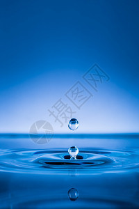水滴跳入地表蓝色背景图片