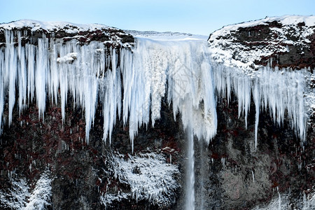 冰岛维克附近冻结瀑布图片