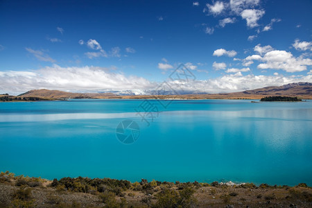 新西兰多彩色Tekapo湖风景图片