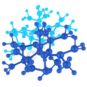 白色背景上的分子蓝色3d图片