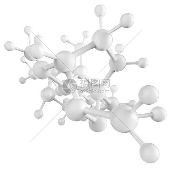 白色背景上的分子白3d图片