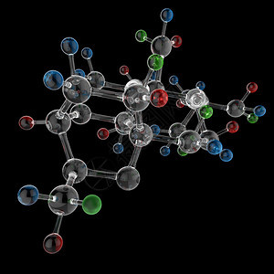 黑色背景上的分子3d图片