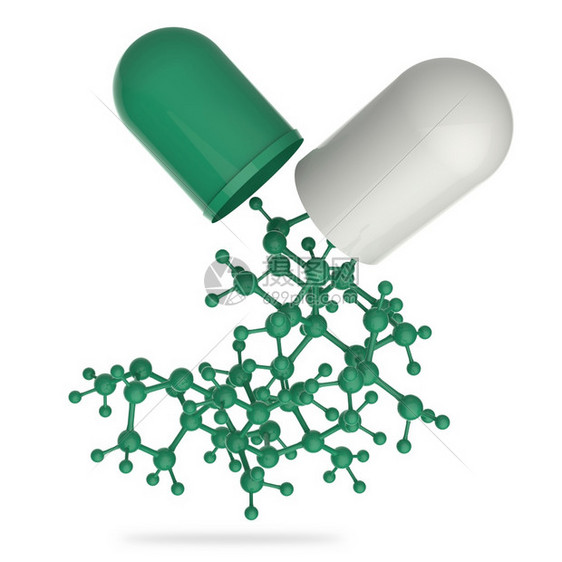 胶囊显示3d分子为医学概念图片