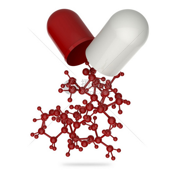 胶囊显示3d分子为医学概念图片