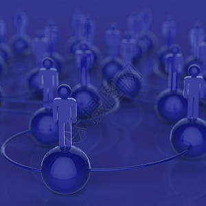 3d蓝色人类社会网络和领导作为概念图片