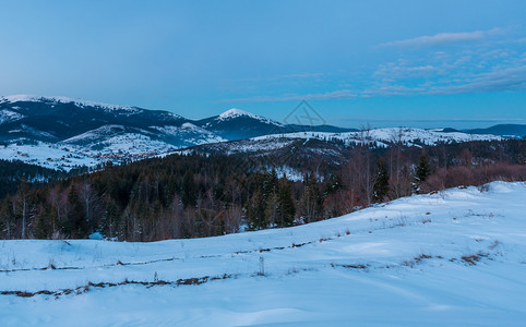 冬季寒雪在阿尔卑斯山脊乌克兰喀尔巴阡山雅布卢尼察口景色全图片