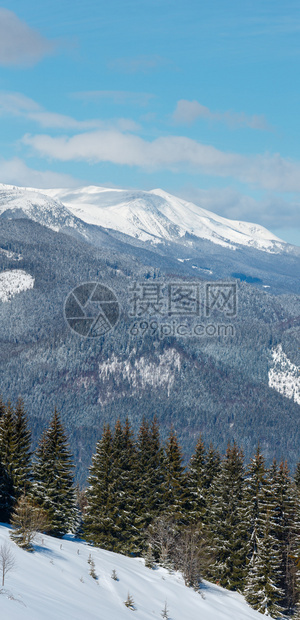 风景如画的冬季山景从斯库波娃山坡乌克兰喀尔巴阡山脉的乔诺霍拉山脊云层中有霍维拉和雷布拉山顶图片