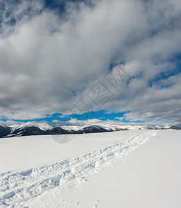 白雪覆盖的乌克兰喀尔巴阡山景象图片