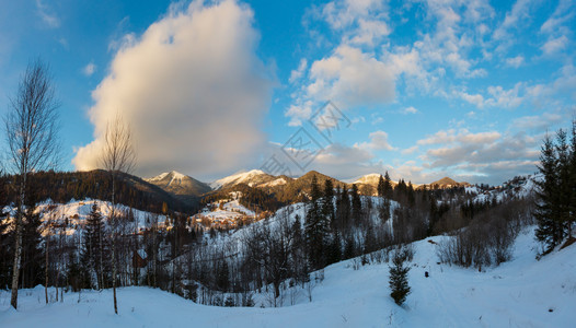 Dzembronya村农雪层覆盖的平坦景象图片