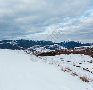 寒冬冷的白昼雪覆盖了阿尔卑斯山脊乌克兰喀尔巴阡山霍米亚克希尼和其他峰Yablunytsia山口的风景图片