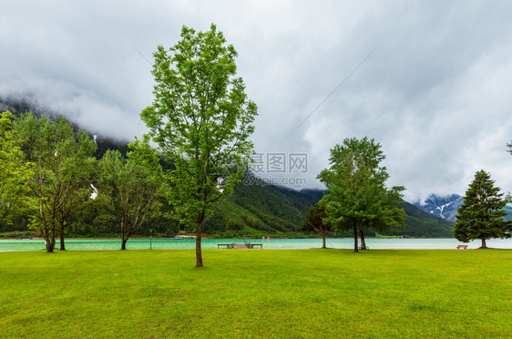 AchenseeAchen湖夏季风景绿草地和木质原奥地利图片