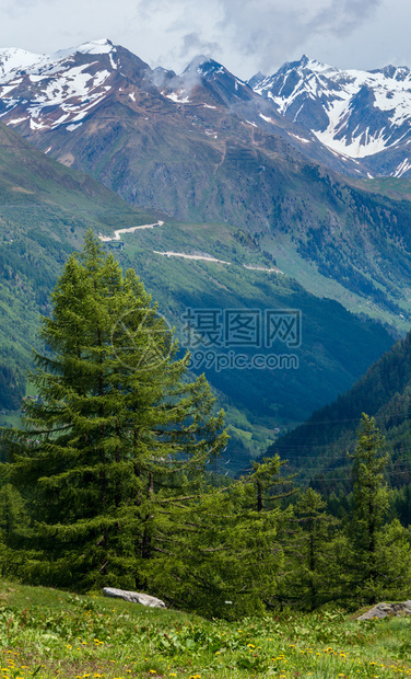 阿尔卑斯山圣戈达多道或哥特哈德山夏季风景瑞士图片