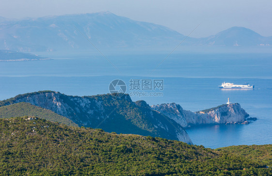 Lefkas岛和灯塔列夫卡达希腊爱奥尼亚海南斗篷图片