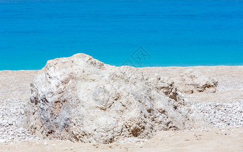 爱奥尼亚海希腊列夫卡达美丽的夏季白色Egremni海滩图片