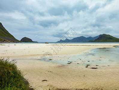 桑迪豪克兰海滩夏季夜景挪威罗浮敦图片