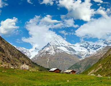 高原瑞士Zermatt附近的夏季阿尔卑斯山景图片