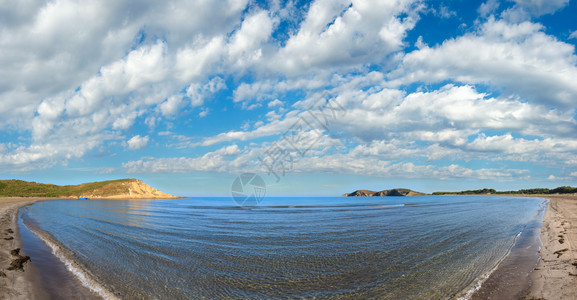 桑迪海滩晨景纳尔塔湖佛洛阿巴尼亚多发缝合高清晰度全景图片