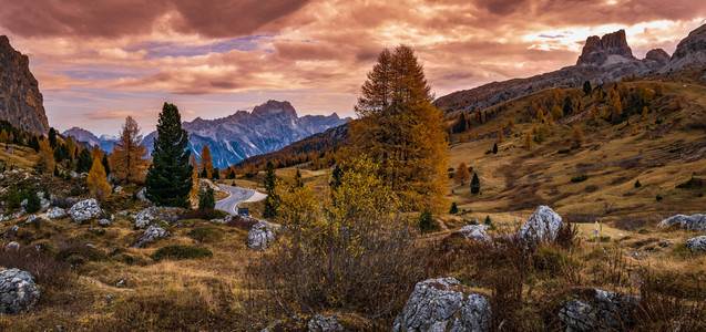 在意大利贝卢诺Valparola和FalzaregoPath附近的和平景象图片穿梭季节自然和乡村美容概念场景图片