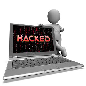 网站Hacked网络安全警报3d说明显示在线网站数据风险图片