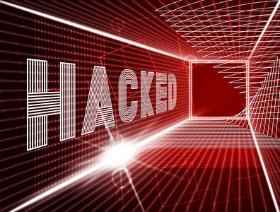 网站Hacked网络安全警报3d说明显示在线网站数据风险图片