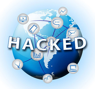 网站Hacked网络安全警报2d说明显示在线网站数据风险图片