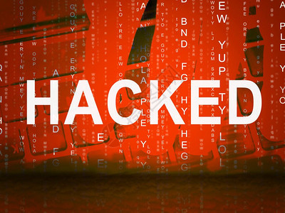 网站Hacked网络安全警报2d说明显示在线网站数据风险图片