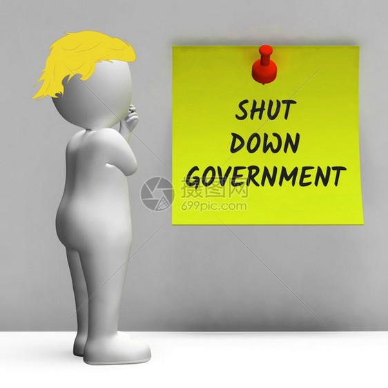 政府关闭ThowTrumpDown意味着美国的政治关闭总统和参议员们在全美的总统与参议员们的事业倒闭图片