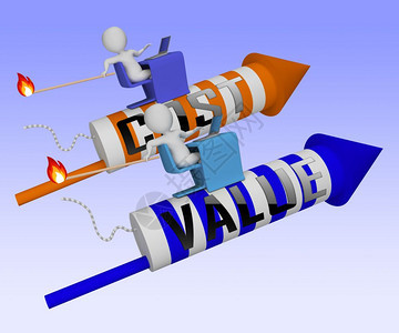Vs成本值火箭表示投资回流支出和比利润净额多3d说明图片