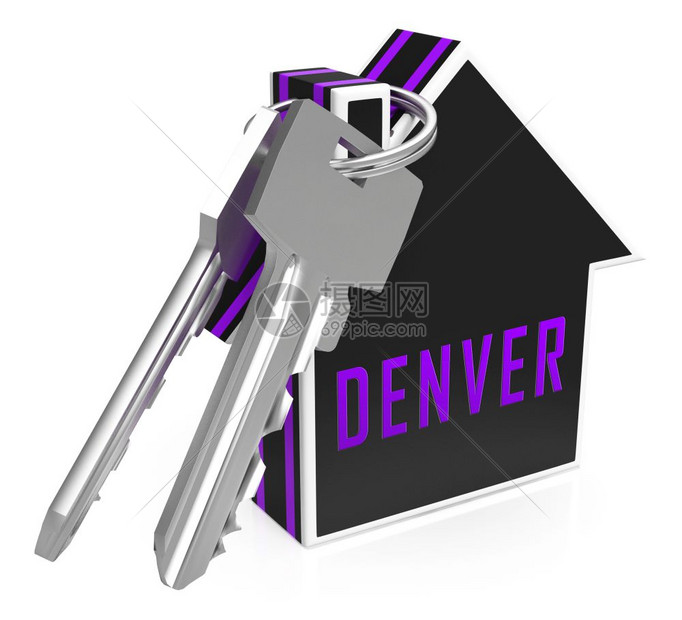 Denver房地产钥匙Illustrates科罗拉多房地产和投资住不动产购买和出售3dI说明图片