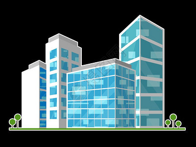 商业房地产城区代表租赁或房投资包括办公室和土地租赁3d图片