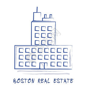 波士顿房地产图标显示马萨诸塞州Usa的房地产图片