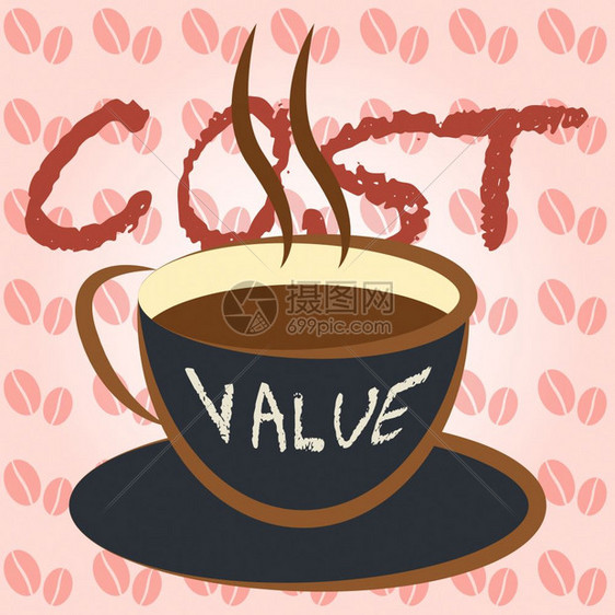 成本Vs价值咖啡表示投资回流支出和比利润净额多3d说明图片