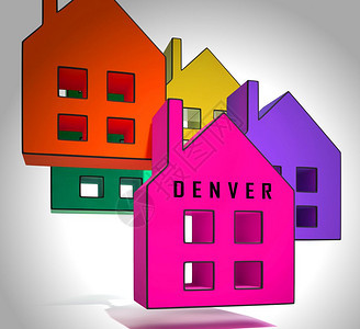 Denver房地产图标IllustratesColorado财产和投资住房不动产采购和出售3dI说明图片