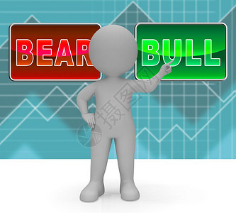 BullVsBear市场标志意味着利润或损失投资交易Forex股份或债券市场3d说明图片