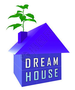 梦幻之家或梦幻之家图标为您描绘理想的财产梦见豪宅或公寓3d插图图片