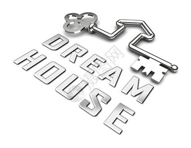 梦之所或钥匙想之所为你创造理想的财产梦奢侈的家或公寓3d插图图片