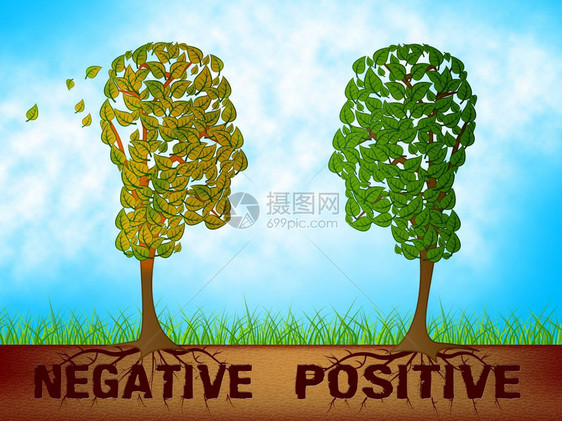 积极反动射思维状态的负面词句动机和乐观主义是悲3d插图图片