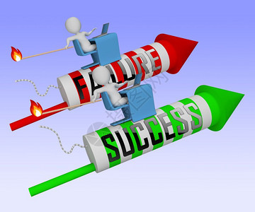 成功的失败概念五成功的失败概念火箭破坏成就了反比问题积极的或消思考和从错误中学习3d插图图片
