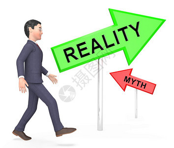 神话VsRealityBusinessman展示真实比对虚假事诚信和与谎言相比3d插图图片