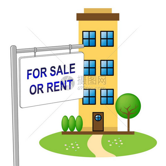 RentVsVBuy大楼比较房或公寓租赁和购买投资或财产的自有所权3d说明图片