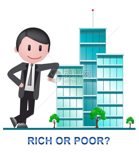 Richvs贫穷的财富建筑意味着远离被打破不平等和生活与金钱的不公正3d说明图片素材 正版创意图片 摄图网