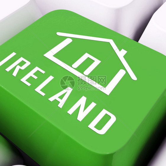 爱尔兰财产或不动钥匙购买或租赁Eire的不动产和开发3d说明Blueshowing不动产或租赁中的房子符号计算机键图片