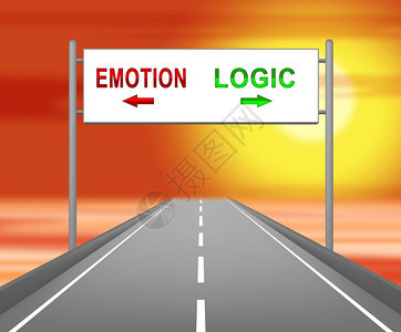 情感Vs逻辑信号模拟逻辑与情感思维相比的逻辑这些对立观点包含分析实用主义和直观3dI说明图片