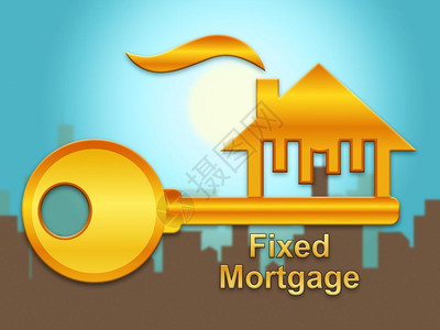 固定利率抵押贷款图标与付款挂钩的房屋贷或财产公寓或房屋的利息百分比3d说明背景图片