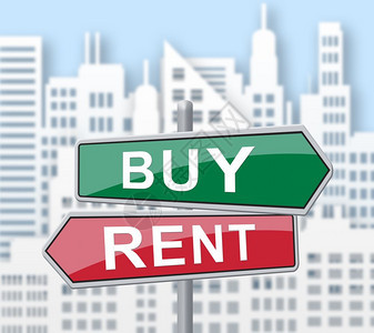 RentVsVbuy比较房屋或公寓租赁和购买的标志投资或财产的自有权3d说明图片