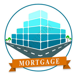 Morgage或抵押贷款提供图标描述购买房地产的信贷金融买物业投资三维插图图片