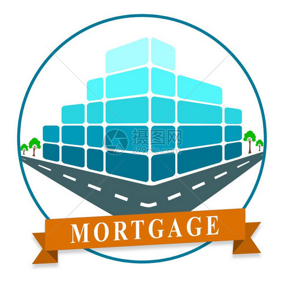 Morgage或抵押贷款提供图标描述购买房地产的信贷金融买物业投资三维插图图片