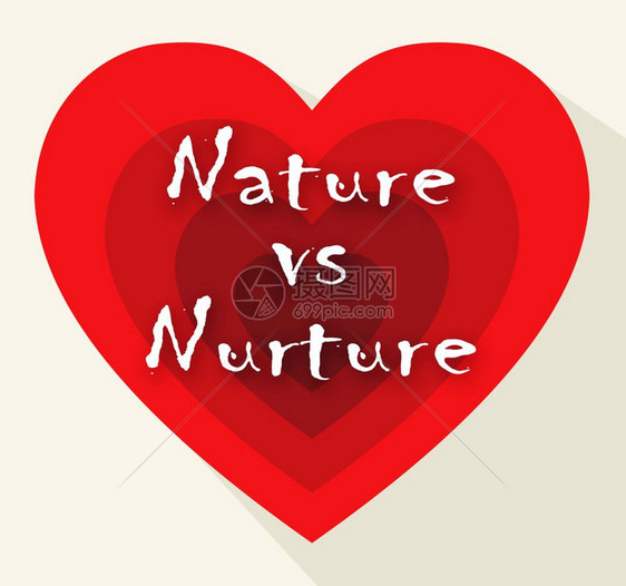 自然Vs孕育心脏意味着自然情报理论不利于发展或家庭成长从爱3d说明图片