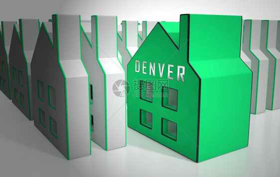 Denver房地产图标IllustratesColorado财产和投资住房不动产采购和出售3dI说明图片